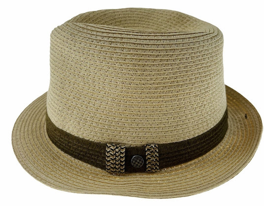 Dents Mens Straw Hat Toyo Trilby Fedora Summer Sun Stingy Brim  - Natural/Brown-0