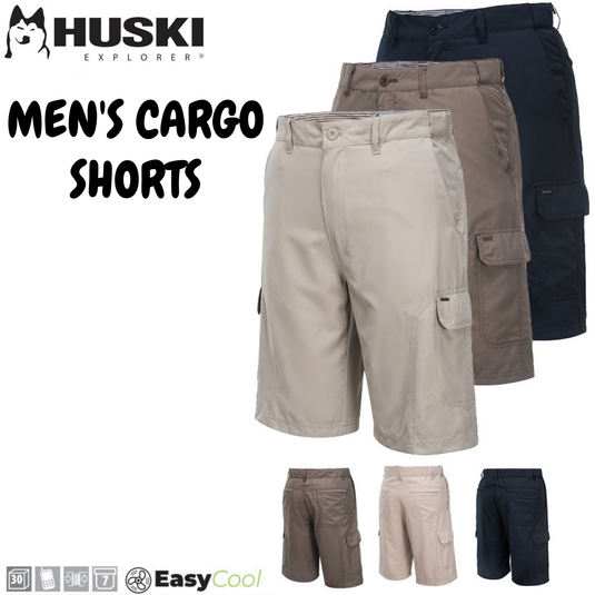 HUSKI Cargo Shorts Mens Cascade Microfibre Flexi Fit Short Army Military 515206-1