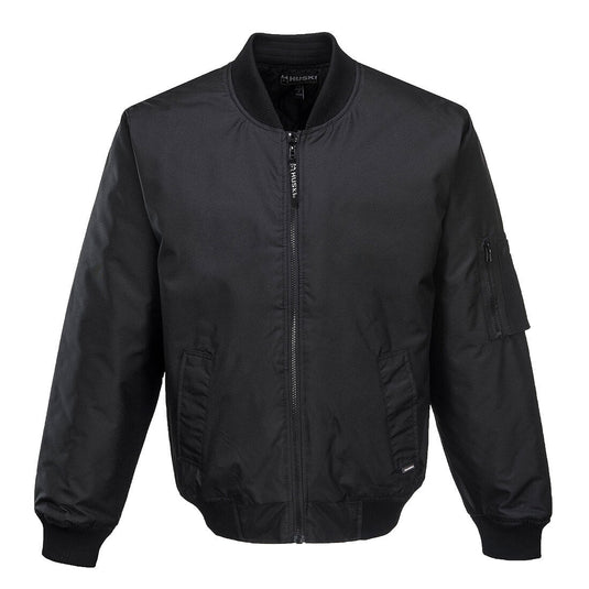 HUSKI Mens Quilted Combat Bomber Waterproof Jacket Windproof Workwear Coat - Black-3