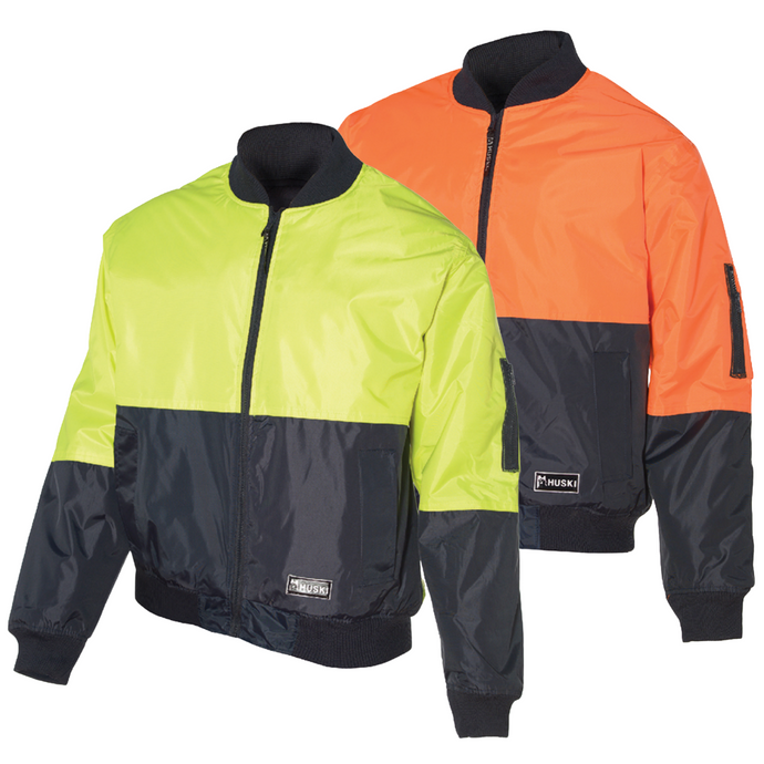 HUSKI 3M Flyer Fully Waterproof Bomber Jacket Hi Vis Work Quilted Lining-0