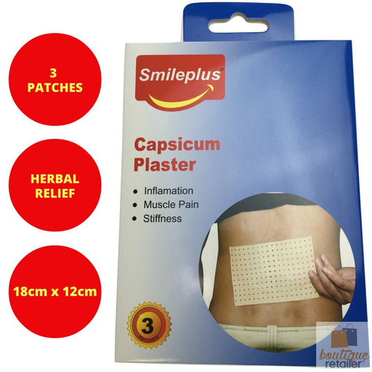 3x CAPSICUM PLASTER PATCHES Herbal Muscle Pain Inflammation Ache Relief-1