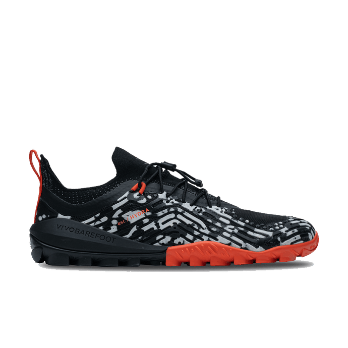 Vivobarefoot Hydra ESC Womens Obsidian swimrun shoes featuring hydrodynamic design and Michelin sole.