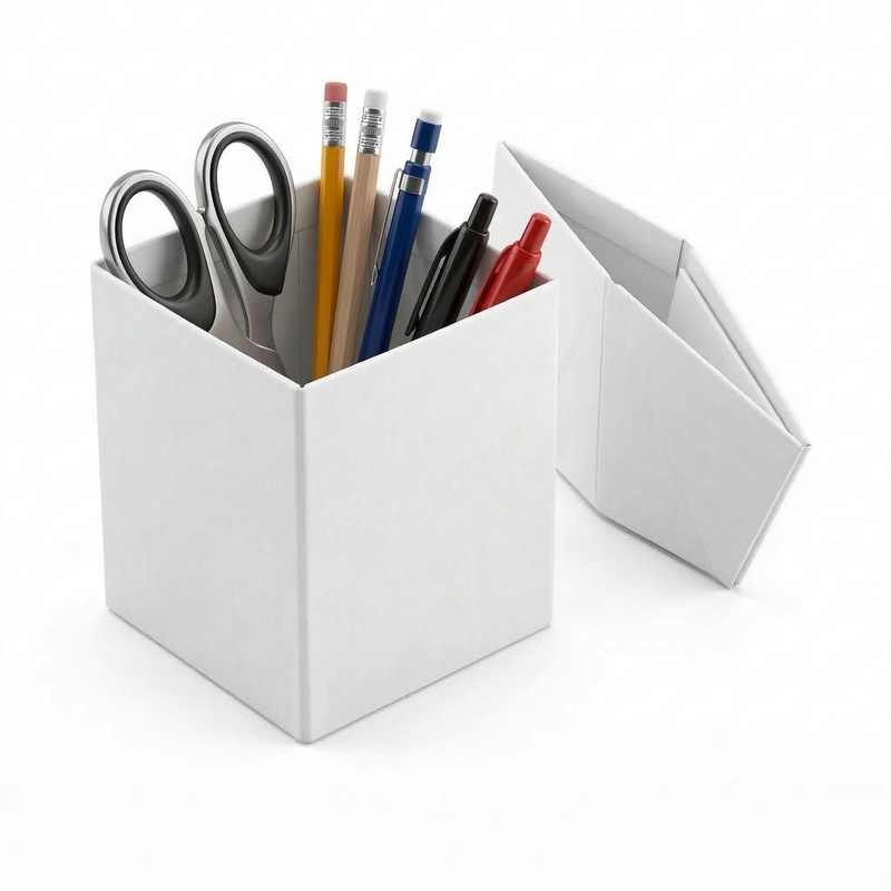 Load image into Gallery viewer, Foldable Pencil Cup for Home Office Desk Ruler Scissor Holder EAZI FOLD in White-1
