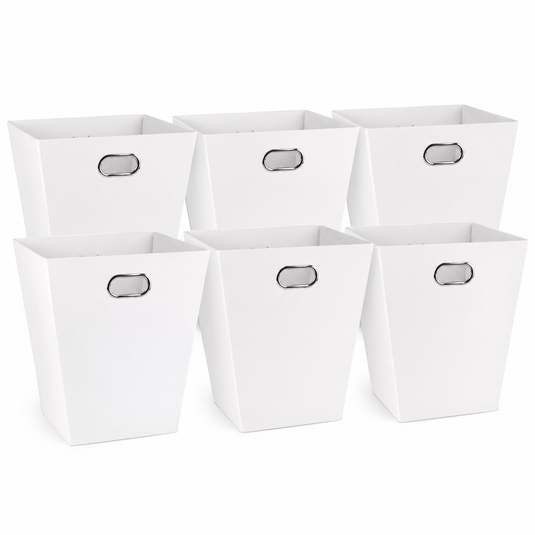 6x Italplast Eazi Fold 12-Litre Office Waste Rubbish Recycling Bin in White-0