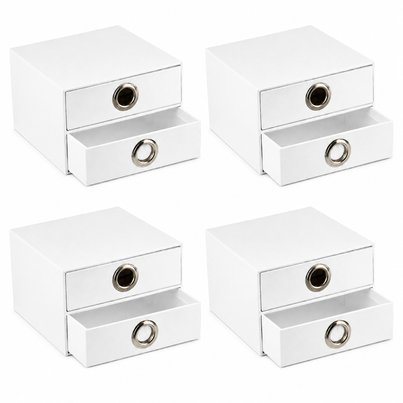 Load image into Gallery viewer, 4x Italplast EAZI FOLD 2 Drawer Storage Tidy Compartment Office Foldable Recyclable in White-0
