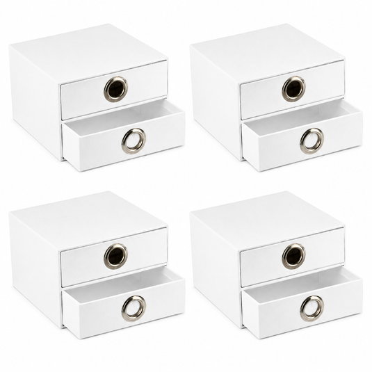4x Italplast EAZI FOLD 2 Drawer Storage Tidy Compartment Office Foldable Recyclable in White-0