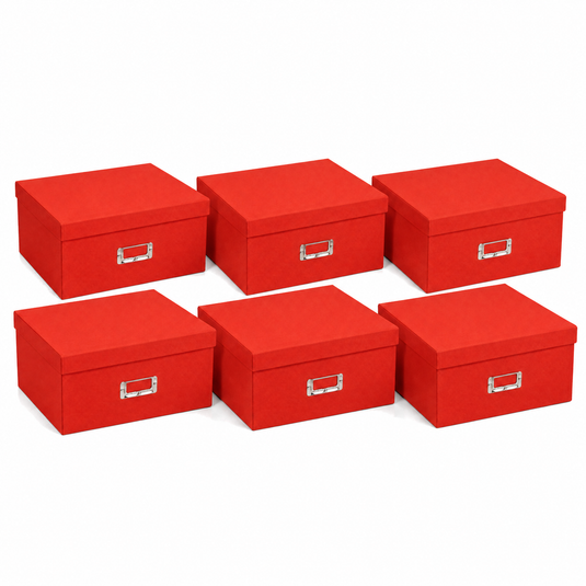 6x Italplast Eazi Fold A3 Paper Document Storage Boxes in Red-0