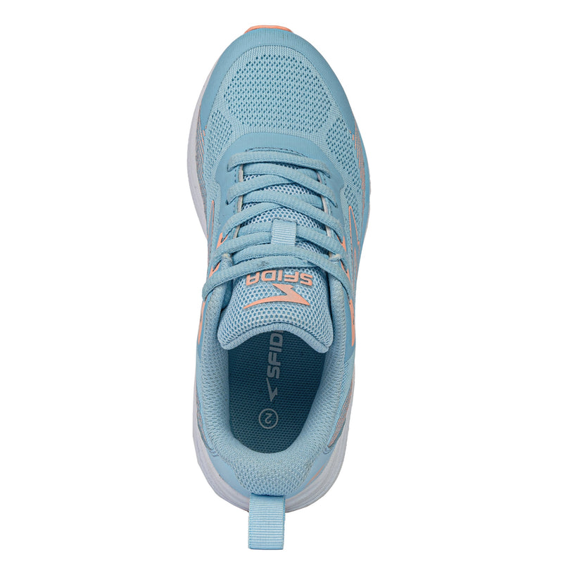 Load image into Gallery viewer, Inta Girls Runners - Blue/Pastel Peach Lace
