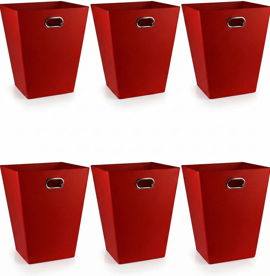 6x 12L EAZI FOLD Foldable Office Waste Rubbish Bin Collapsible Space Saving in Red-0