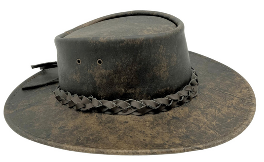Jacaru Explorer Bovine Leather Hat (1004) Stonewash - Brown-3