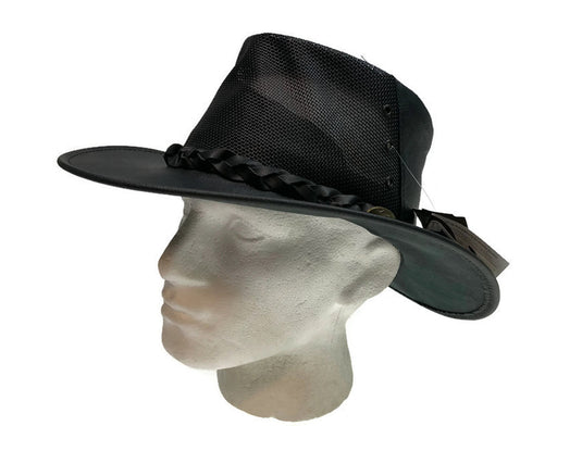 JACARU Full Grain Kangaroo Leather Breeze Cooler Hat Oil Skin Mesh Vent Outback-8
