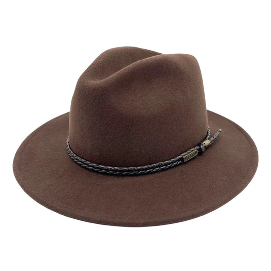 Jacaru Australian Wool Fedora Hat Outback 100% Wool Crushable Travel - Brown-1