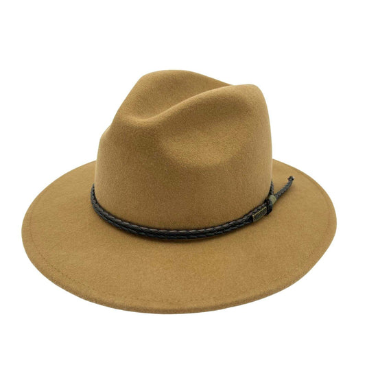Jacaru Australian Wool Fedora Hat Outback 100% Wool Crushable Travel - Caramel-0