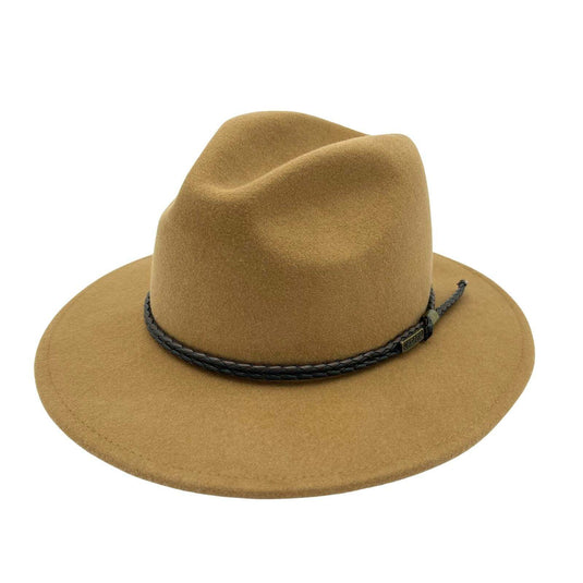 Jacaru Australian Wool Fedora Hat Outback 100% Wool Crushable Travel - Caramel-1