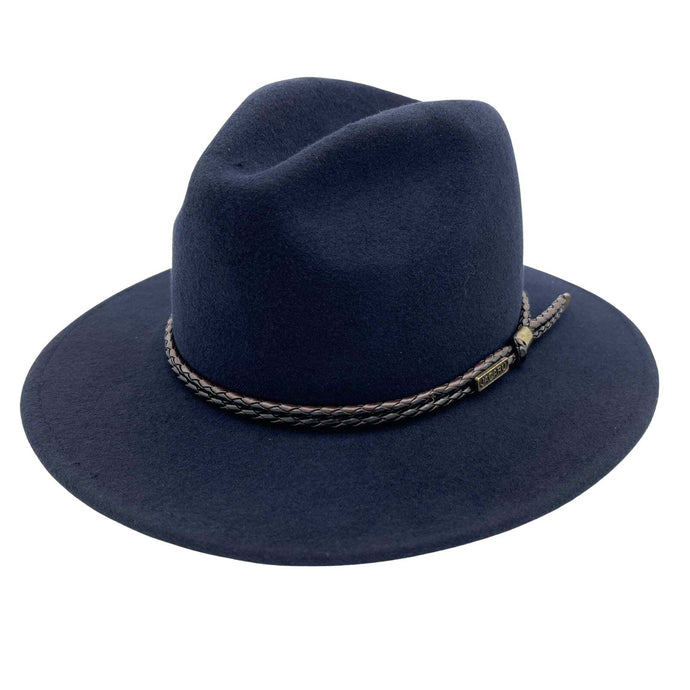 Jacaru Australian Wool Fedora Hat Outback 100% Wool Crushable Travel - Navy-0