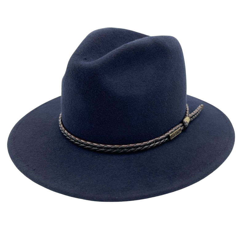 Load image into Gallery viewer, Jacaru Australian Wool Fedora Hat Outback 100% Wool Crushable Travel - Navy-0
