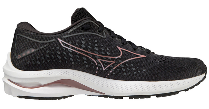 Mizuno Womens Wave Rider 25 Running Atheltic Runner Shoes Sneakers - Black/Pink-0