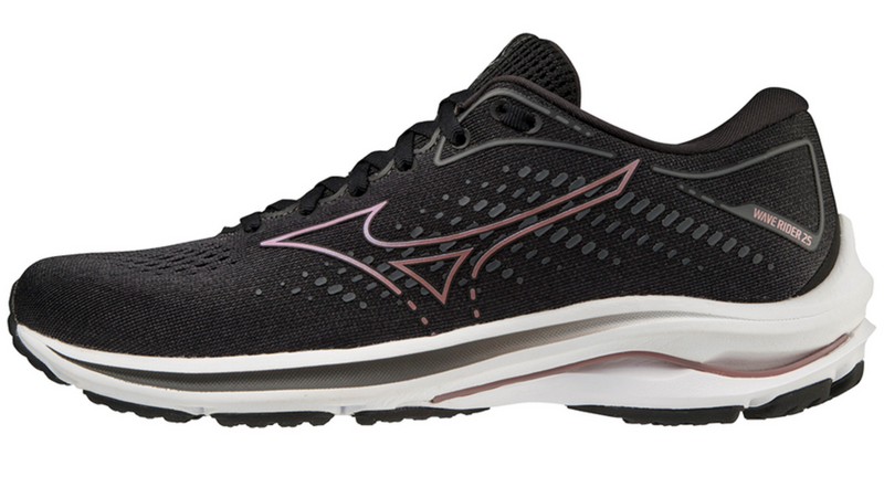 Load image into Gallery viewer, Mizuno Womens Wave Rider 25 Running Atheltic Runner Shoes Sneakers - Black/Pink-3
