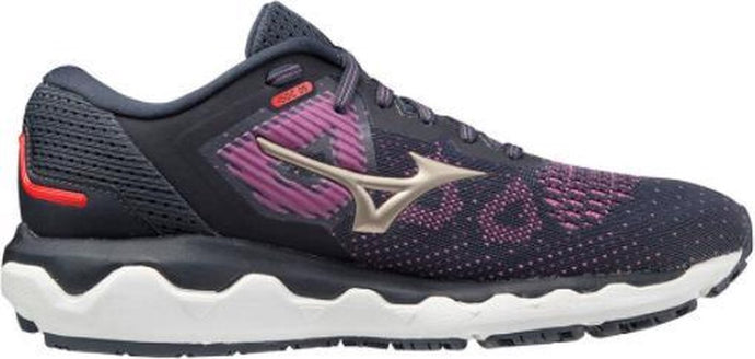 Mizuno Womens Wave Horizon 5 Running Athletic Shoes Sneakers - Black/Purple-0