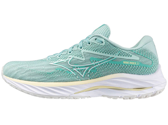 Mizuno Wave Rider 27 Womens Running Shoes Eggshell Blue / Anise Flower in US 7-0