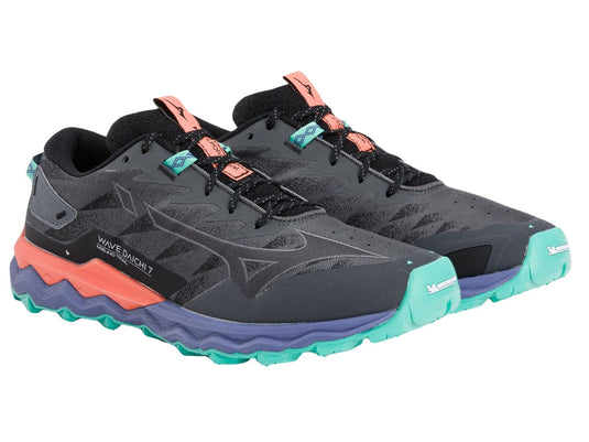 Mizuno Wave Daichi 7 Mens Trail Running Shoes Iron Gate / Ebony / Living Coral – US 10.5-4