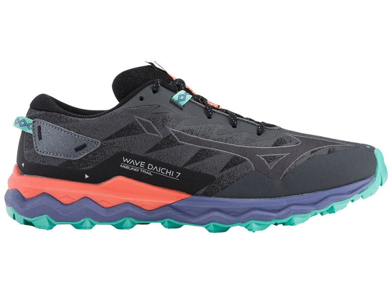Load image into Gallery viewer, Mizuno Wave Daichi 7 Mens Trail Running Shoes Iron Gate / Ebony / Living Coral – US 10.5-2

