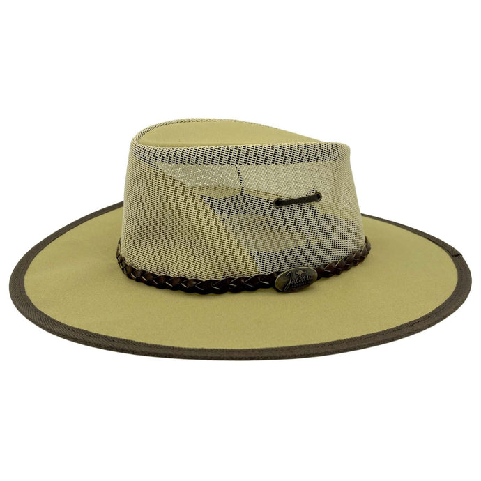 Jacaru Canvas Parks Koolaroo Mesh Hat Wide Brim Cooler Coolaroo - Beige-0