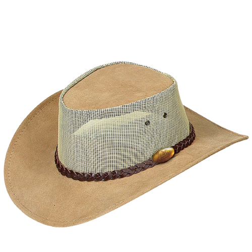 JACARU Summer Breeze Squashy Cooler Suede Leather Hat Brim Vented Mesh 1019-0