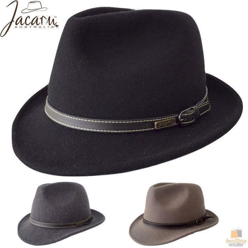 Load image into Gallery viewer, JACARU Australian Wool Hat Trilby Fedora 100% WOOL Crushable Travel Genuine 1848-4
