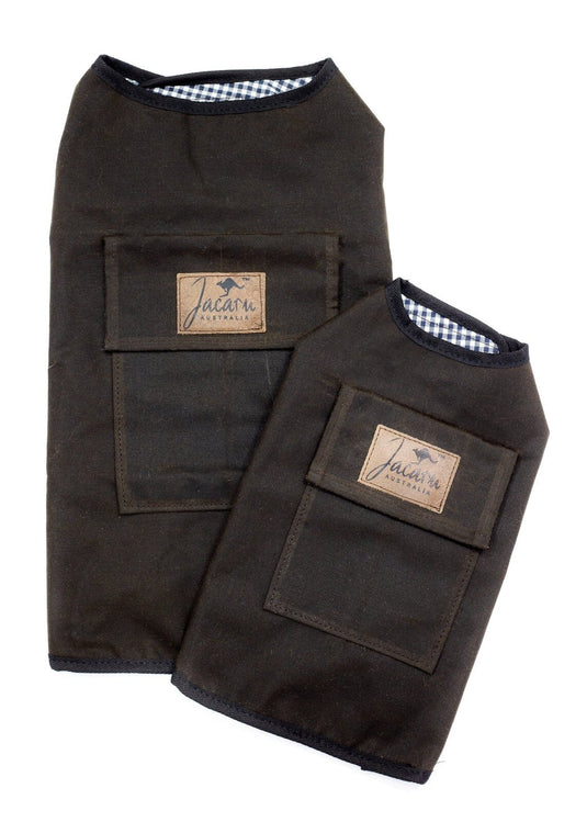 JACARU Wax Oil Skin Cotton Dog Coat Jacket Fully Lined Windbreaker Winter Vest-3