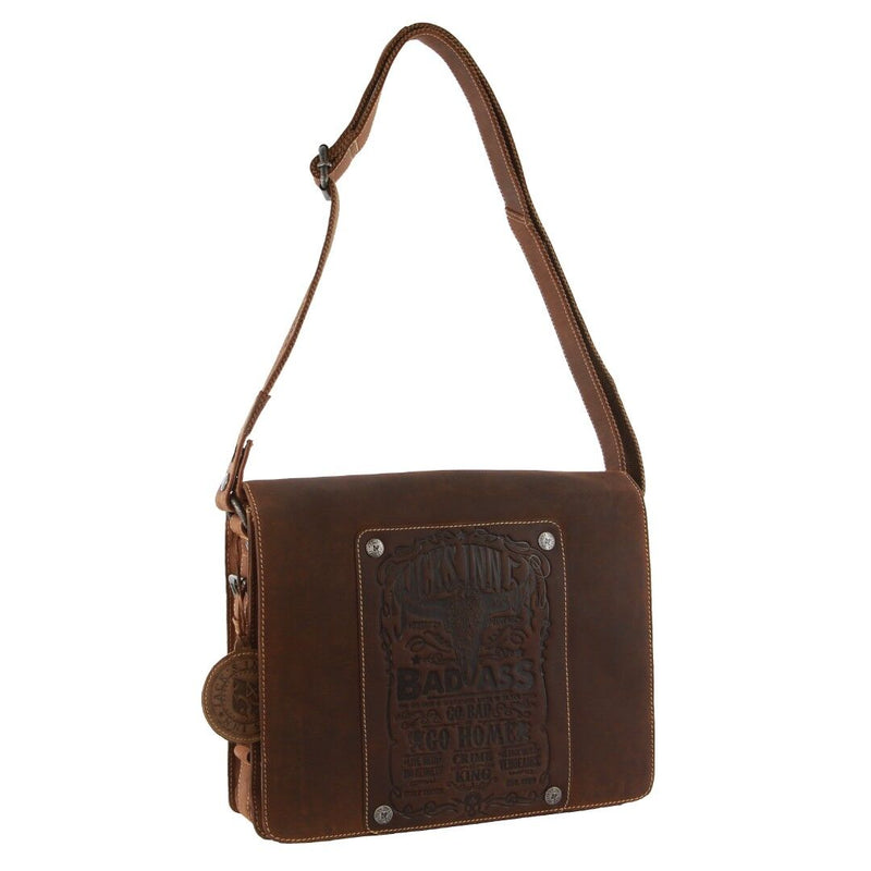 Load image into Gallery viewer, Jack's Inn Lady Killer Brown Crazy Horse Leather Shoulder Bag Western Vintage in Cognac-0
