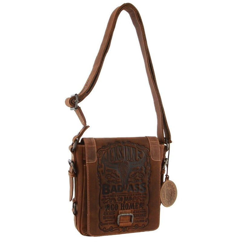 Load image into Gallery viewer, Jack&#39;s Inn Premium Blackthorne Crazy Horse Leather Crossbody Bag Vintage in Cognac-0
