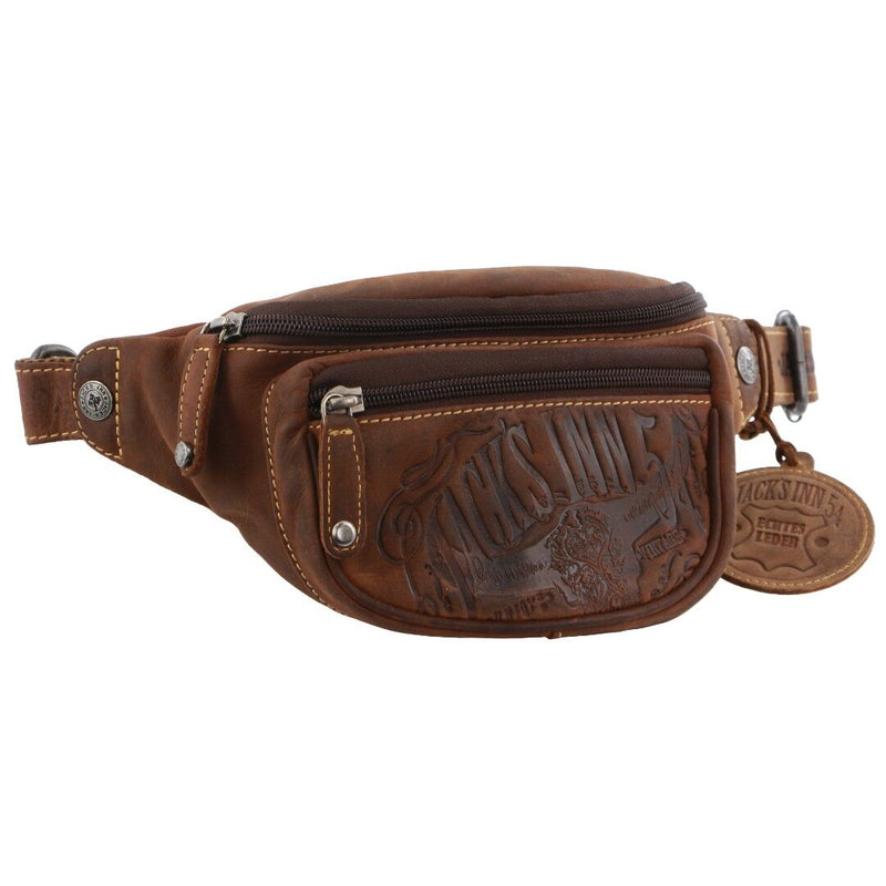 Load image into Gallery viewer, Jack&#39;s Inn Mudslide Brown Crazy Horse Leather Bumbag Waist Belt Bag Pouch in Cognac-1
