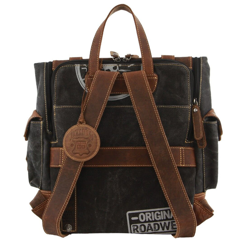 Load image into Gallery viewer, Jack&#39;s Inn Panama Canvas and Leather Backpack Bag Vintage Western in Cognac-2
