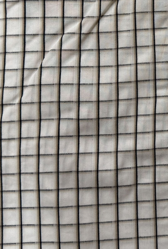 Mens 100% Cotton Button Up Short Sleeve Shirt in White Check-3