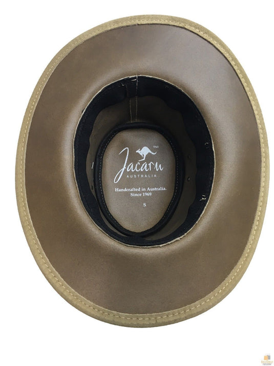 JACARU Wallaroo Suede Leather Hat UV Protection Water Resistant Wide Brim 1007 - Sand-3