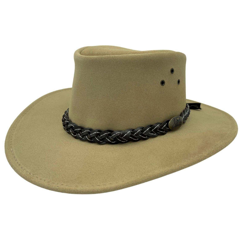 Load image into Gallery viewer, JACARU Wallaroo Suede Leather Hat UV Protection Water Resistant Wide Brim 1007 - Sand-0
