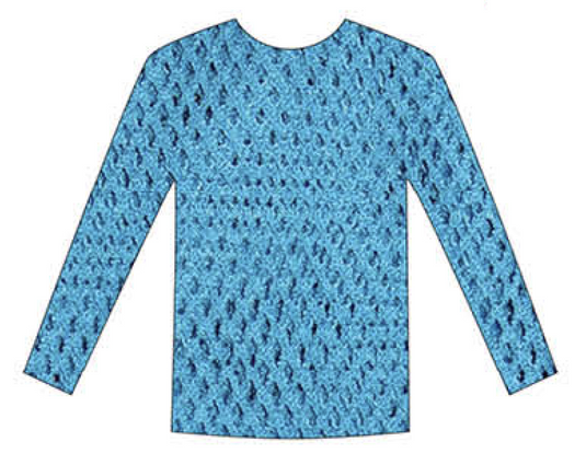 Womens Fishnet Mesh Top Long Sleeve Sheer See Through Party Costume - Blue-2