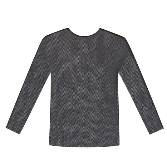 Long Sleeve STRETCH MESH TOP Round Neckline Blouse Shirt Party Costume-3