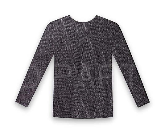 Long Sleeve STRETCH MESH TOP Round Neckline Blouse Shirt Party Costume-1