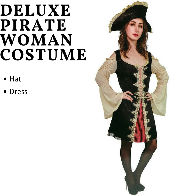 Load image into Gallery viewer, Ladies Adult Deluxe Pirate Woman Costume Womens Halloween Fancy Dress Party-2
