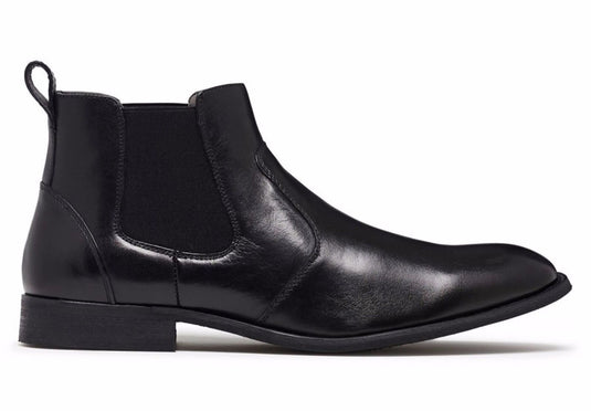 JULIUS MARLOW Harry Leather Boots Mens Slip On Dress Work Chelsea Shoes - Black-0