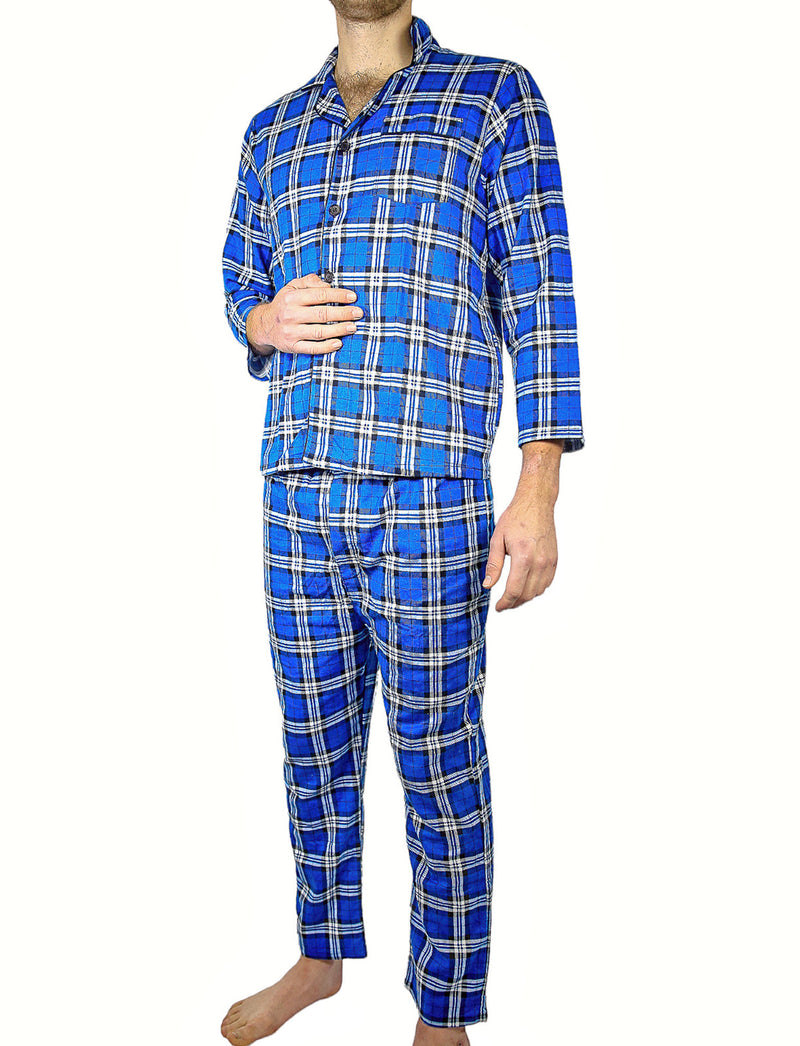 Load image into Gallery viewer, Mens Flannelette Pyjama Set Sleepwear Soft 100% Cotton PJs Two Piece Pajamas-5

