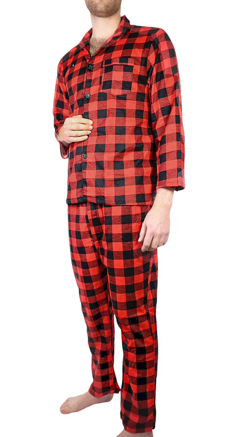 Load image into Gallery viewer, Mens Flannelette Pyjama Set Sleepwear Soft 100% Cotton PJs Two Piece Pajamas-4

