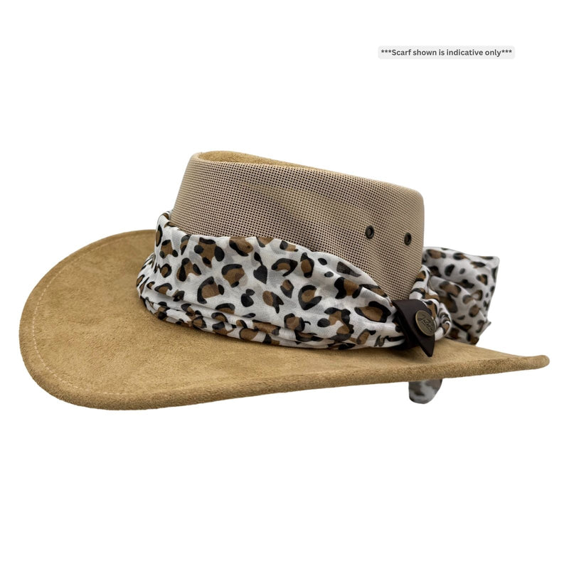 Load image into Gallery viewer, Jacaru 1022 Shady Lady Hat – Suede Breeze | Scarf | Australia
