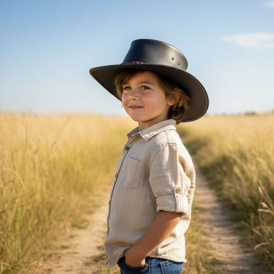 Jacaru 1301W Children's Hat – Waxed Bovine Leather | UPF 50+ | Made in Australia