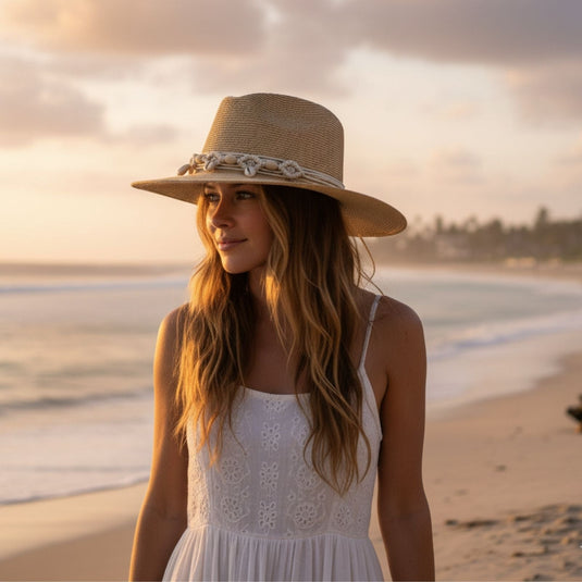 Jacaru 1816 Straw Shell Natural Hat – Palm Straw | Shell Hatband | Vegan