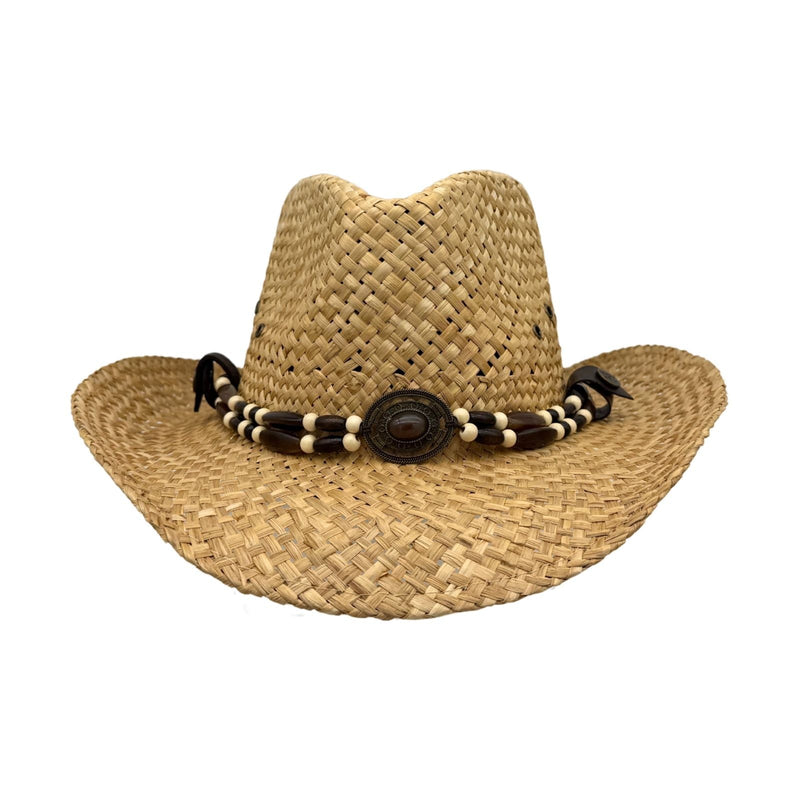 Load image into Gallery viewer, Jacaru 1818C Straw Cowboy Hat – Inca Beads | UPF 50+
