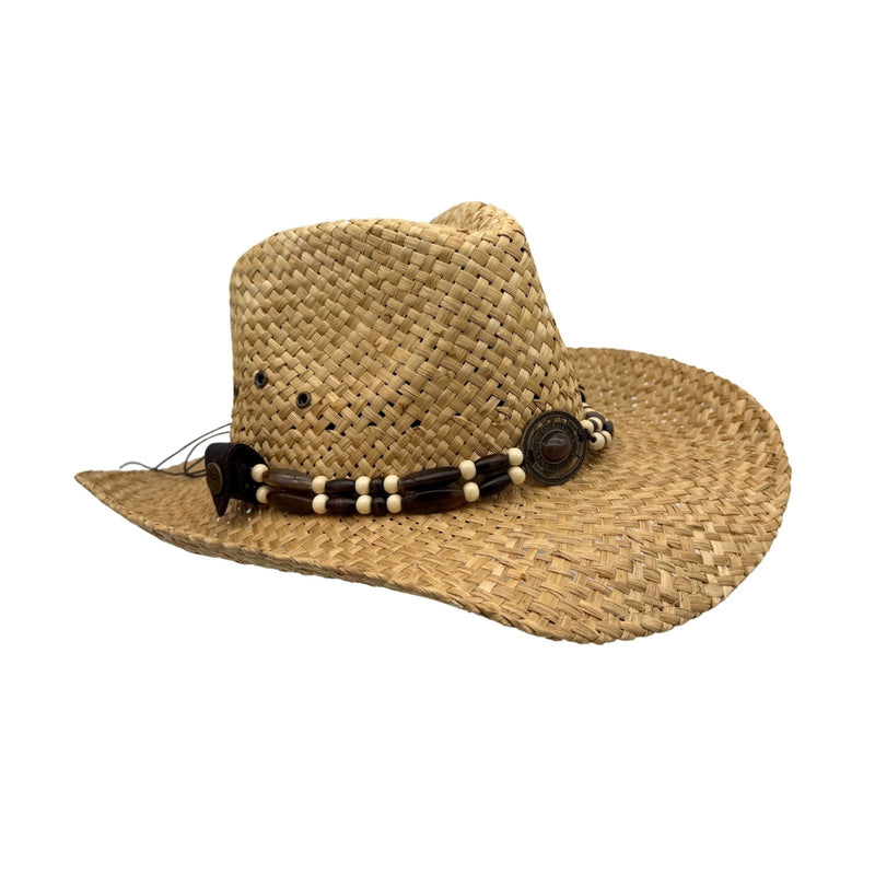 Load image into Gallery viewer, Jacaru 1818C Straw Cowboy Hat – Inca Beads | UPF 50+
