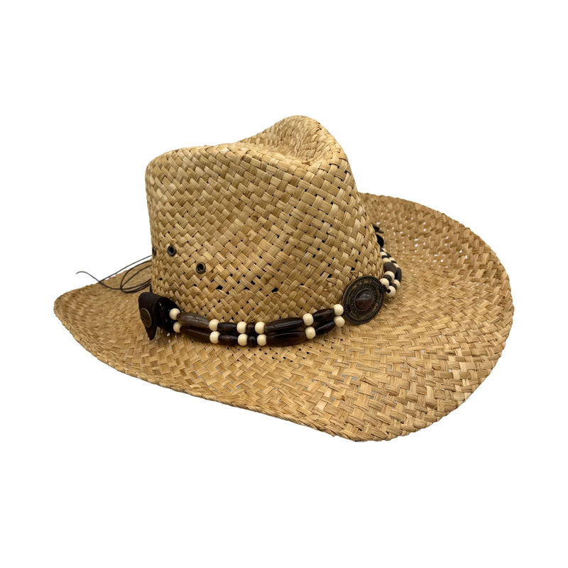 Load image into Gallery viewer, Jacaru 1818C Straw Cowboy Hat – Inca Beads | UPF 50+
